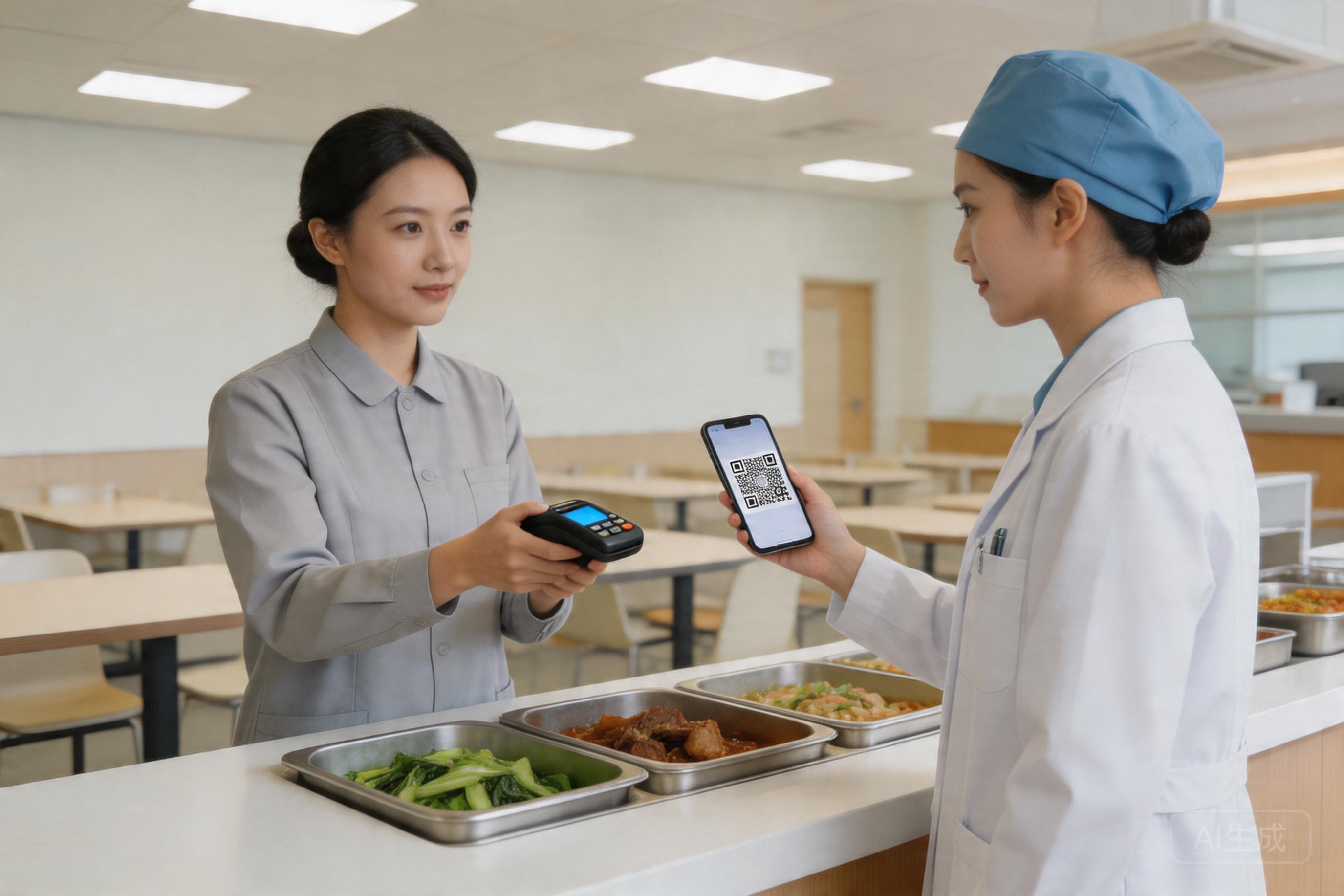 医院食堂手持机收银场景，医护人员在食堂使_1.jpg